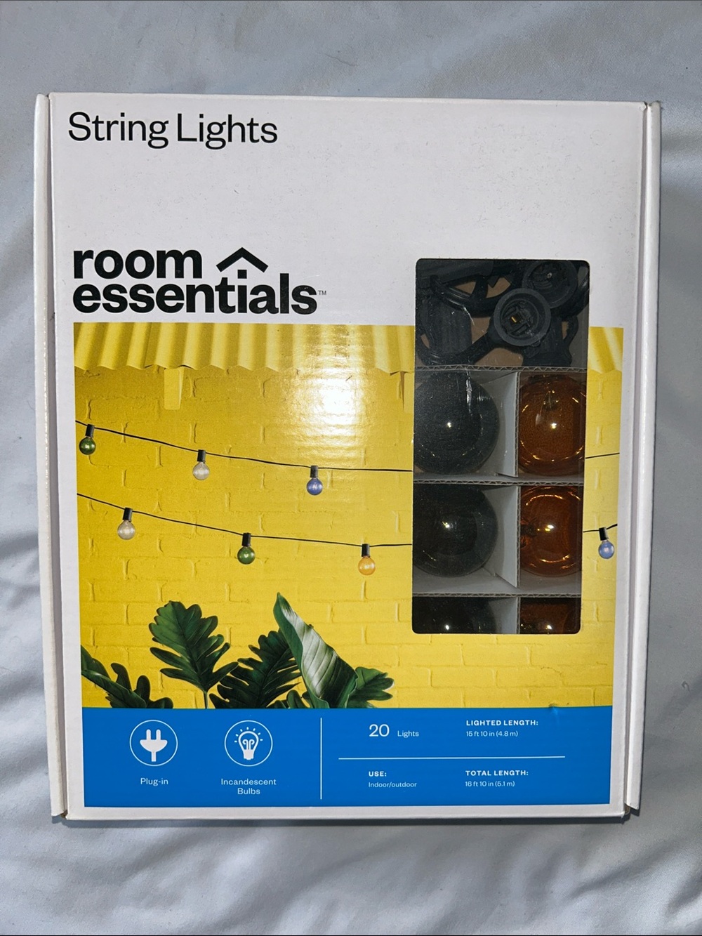 Room Essentials  20 Multi Color Indoor/Outdoor  Plug In Stting Lights